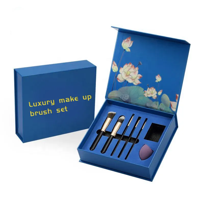 Luxus benutzer definierte Logo drucken Magnet boxen Make-up Pinsel Set Geschenk papier Verpackungs box mit Einsatz