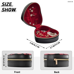 New Arrival Hawaiian Red Anthurium Design Heart Shape PU Leather Travel Jewelry Case Organizer <b>Box</b> <b>Storage</b> Jewelry Organizer - Product Image 4