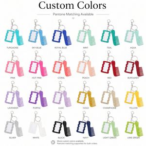 Porte-clés miroir peigne en acrylique pailleté avec logo personnalisé, mini peigne de voyage et miroir pour femmes et filles, cadeau promotionnel en gros - Product Image 3