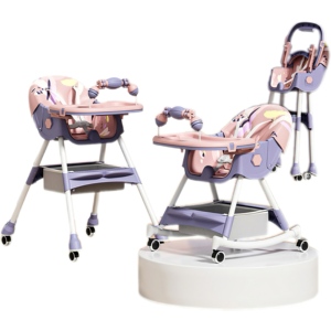 Convertible High Chair for Babies and <strong>Toddlers</strong> Baby High Chair with Double Safe Tray Booster Seat and <strong>Rocker</strong> - Product Image 1