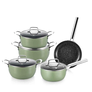 Ensemble de casseroles et poêles de cuisine de luxe de haute qualité, <span class=keywords><strong>en</strong></span> aluminium épais, avec revêtement antiadhésif <span class=keywords><strong>Tefal</strong></span>, pour cuisson à induction, wok vert - Product Image 1