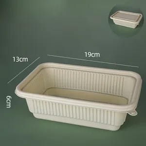 Takeaway Food Packaging 1000ml Biodegradable Corn Starch Disposable Food Serving Trays With Lid Corn Starch For Carton