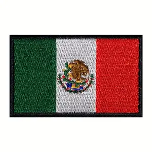 Giysi için işlemeli rozetler yamalar dikmek özel meksika bayrağı logosu demir üretimi