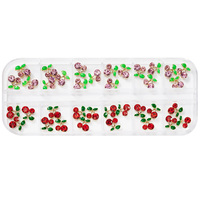 36 Stks/doos 3d Kersen Nagel Bedels Rood Roze Glanzende Nagel Edelsteen Kawaii Metalen Nagel Steentjes 12 Roosters Legering Kersen Manicure Accessoires