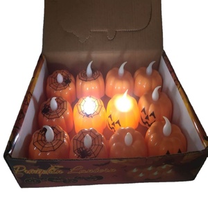 Lot de 12 lampes LED en forme de citrouille avec bougies chauffe-plat sans flamme à piles pour Halloween, Noël - Product Image 1