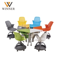 Tables d'étude modernes en plastique pliables, forme trapézoïdale, table combinée pliable, tables collaboratives mobiles, bureaux, écoles, formations