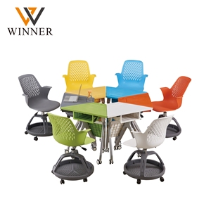 Tavoli Pieghevoli Moderni in Plastica per Studenti, Forma Trapezoidale, Tavolo Combinato Pieghevole, Tavoli Collaborativi Mobili per Ufficio, Scuola e <span class=keywords><strong>Formazione</strong></span> - Product Image 5