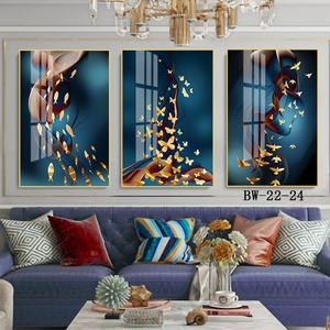Cuadro de arte de peces sobre lienzo, arte de pared de 3 paneles, impresión de paisaje de peces, decoración moderna para restaurante, listo para colgar - Product Image 2