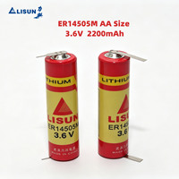 Batería AA Li-SOCl2 ER14505M de 3.6V y 2200mAh con Terminales para Soldar, Directo de Fábrica, OEM Personalizado