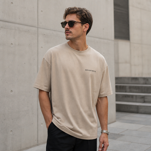 T-shirt personnalisé 240G en coton épais 100% coton, coupe oversize à épaules tombantes, streetwear uni, manches courtes, vêtements pour hommes - Product Image 3