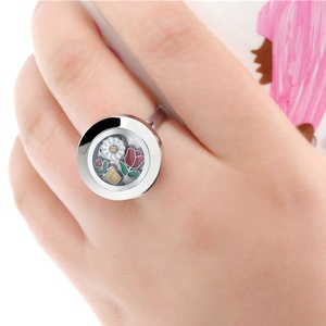 Nhẫn Ngón Tay Trơn Đóng Nam Châm Bằng Thép Không Gỉ 20Mm Vòng Đeo Tay Mặt Thủy Tinh + Mặt Sau Bằng Thép Không Gỉ - Product Image 1