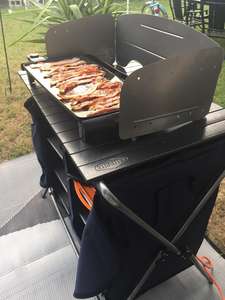 휴대용 야외 캠핑 주방 롤아웃 철 탁상 분리형 앞 유리 3 선반 식료품 저장실 캐비닛 접이식 2 인용 요리 - Product Image 5