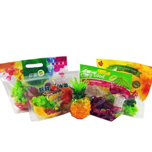 Sacs d'emballage en plastique recyclables Pochette debout transparente avec logo personnalisé, fruit raisin cerise avec fermeture éclair et poignée - Product Image 4