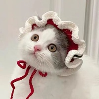 Chapeau pour animaux de compagnie chapeau de chat chapeaux de coiffure élégant couvre-chef pour chats mignon tissé à la main dentelle crochet à la main acrylique tricoté rétro durable
