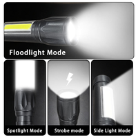 Senter Mini Aluminium Alloy EDC dengan Lampu Samping COB, Zoom Teleskopik, Dapat Diisi Ulang USB, untuk Jalan Malam dan Memancing
