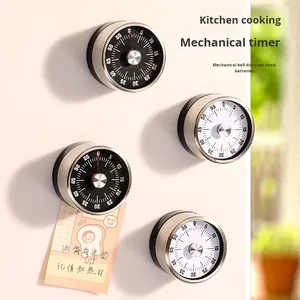 Réveil mécanique en acier inoxydable avec fonction magnétique, design rond, fonction de minuterie fixe et compte à rebours, sans batterie - Product Image 1