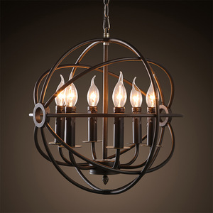 Moderno <span class=keywords><strong>Lampadario</strong></span> Industriale 6 Lampada A Sospensione Apparecchio Palla Rotonda Luce Del Pendente Della <span class=keywords><strong>Gabbia</strong></span> - Product Image 2