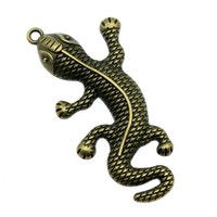 Accessoire de bracelet et collier en bronze antique, 59x25mm, 5.7g, pendentif mignon en forme de gecko animal