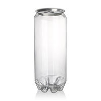 Canette de jus populaire de logo de couleur personnalisée transparente en PET capacité de 330ml 500ml canette de boisson en plastique à extrémité ouverte facile avec scellant en aluminium