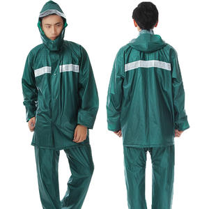 Conjunto de Impermeable y Pantalones de Lluvia de Estilo Transfronterizo, Verde Azul Marino, Unisex, para Ciclismo, Cortavientos, Diseño Dividido y Engrosado - Product Image 3