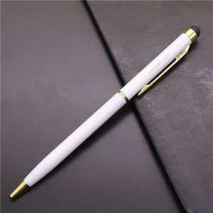 Stylet capacitif métallique OEM blanc 2-en-1 avec pointe stylet et finition dorée pour le bureau et l'école - Product Image 1
