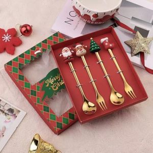 Ensemble de vaisselle de Noël à thème FX, figurine en silicone de dessin animé, cuillère et fourchette en acier inoxydable pour le thé de l'après-midi des fêtes - Product Image 6