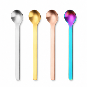 Lot de cuillères modernes en acier inoxydable 304, finition satinée, argent et or, pour café, dessert et glace - Product Image 1