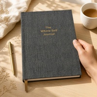 Journal de bien-être personnalisé A5 gris esthétique en lin avec couverture rigide et dorure à chaud, et marque-page en corde