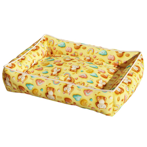 Lit pour chien mignon en forme de rectangle, en polycoton doux, pour usage intérieur, toutes saisons, amovible, lavable, avec coussin - Product Image 1