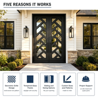 Grille de finition de porte de garage en fer forgé, design personnalisé pour villa résidentielle aux États-Unis et projet de porte coulissante