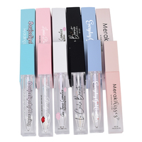 Tubes de brillant à lèvres carrés uniques et transparents de 7 ml avec boîte, étiquette personnalisée, tubes vides pour huile à lèvres, emballage cosmétique en gros