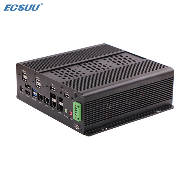ECSUU Factory Fanless Intel Tiger Lake 11th Gen I7 Quad-threaded 32GB 10USB 6COM X86 Industrial Mini PC 1 Year Warranty in Stock