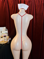 Lingerie sexy pour femme, style infirmière, body teddy à coupe ouverte, entrejambe ouvert, dos nu, coupe haute, string, pour jeu de rôle et tenue de nuit