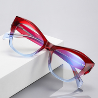 Monture de lunettes optiques Partagas œil de chat géométrique avec charnière à ressort et branches à clipser, anti-lumière bleue, pour femmes