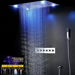 de Pluie <span class=keywords><strong>Cascade</strong></span> Brouillard Ensemble de Douche Robinets De Douche de salle de Bain Haut Débit Thermostatique 5 Inverseur Bain - Product Image 4