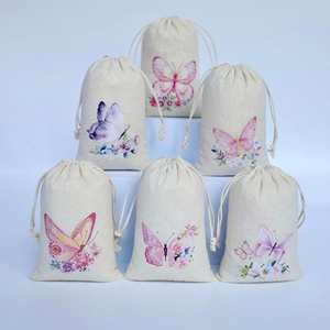 Sac cadeau en coton avec cordon de serrage, pochette en tissu, sac d'emballage pour bijoux, sac pour cadeaux de fête - Product Image 2