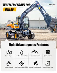 8 Ton Wheel Excavator with <b>Engine</b> Gear Hydraulic Digger for Trenching Digging Core Construction Component - Product Image 4
