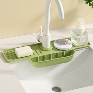 New Design Faucet <b>Water</b> <b>Catcher</b> Splash Guard Bathroom Drainage Mat Silicone Dish Drying Mat Sink Faucet Mat - Product Image 2