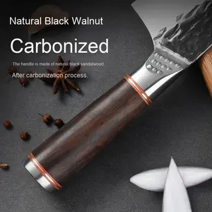 سكين مطبخ 9*8 بوصة بمقبض أسود من خشب الصندل معدن قديم مزور للجزارين - Product Image 4