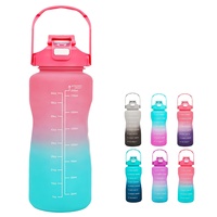 Bouteille d'eau sport en plastique super grande capacité 2000 ml avec poignée, type paille, anti-fuite, sécurisée pour l'empilage de téléphones portables