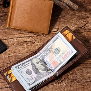 Genuine Leather Slim RFID Bifold Card Holder Secure Visa Credit Card Wallet Anti-Theft Business Card Purse Clamp Money - Product Image 4