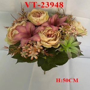 Lo más nuevo 50cm arbusto mixto/ramo de seda/tela poliéster Rosa artificial/suculentas flores X14 Día DE LA MADRE Navidad - Product Image 5