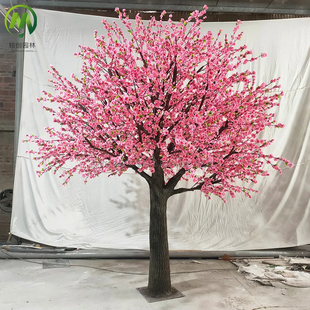 Grande Árvore Artificial Rosa Do Falso para O Casamento Fibra De Vidro Tronco Pano De Seda Deixa Flower Tree Cherry Blossom Árvore Artificial