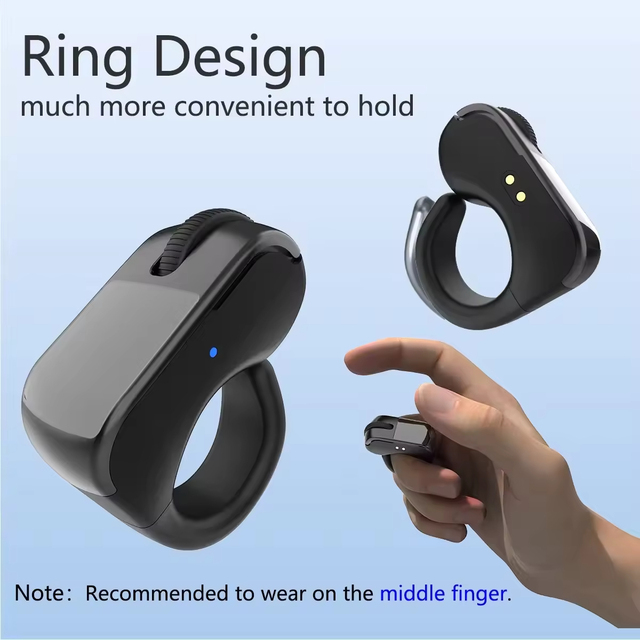 Ergonomic Portable Mini Wireless Optical Mouse Right Hand Gaming Style Ring Waterproof for PC Laptop Phone Tablet