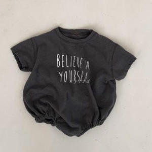 Monos de Algodón Suave con Estampado de Letras a la Moda, de Manga Corta, Casuales y Lisos para Niños Pequeños - Product Image 3