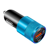 Pengisi Daya Mobil 38W 3.1A Dual 2 USB Type C PD PORT Apple Android Adaptor Pengisi Daya Mobil Sedang Pengisi Daya Kendaraan Pemantik Rokok