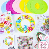 Kit de bricolage pour couronne de Pâques en caoutchouc de 286 pièces - Ensemble DIY avec autocollants lapin/œuf/poussin pour la décoration de la maison et de la salle de classe des enfants