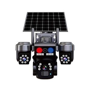 Caméra de surveillance solaire extérieure QD5 à triple objectif 4G avec stockage cloud et interphone vocal, suivi automatique - Product Image 1