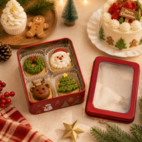 Boîte métallique rectangulaire professionnelle en gros avec fenêtre, personnalisable avec logo, pour emballage de muffins, idéale pour Noël