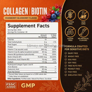 Collagène bovin hydrolysé de type 1 et 3, biotine, peptides de collagène liquides avec acide hyaluronique - Product Image 5